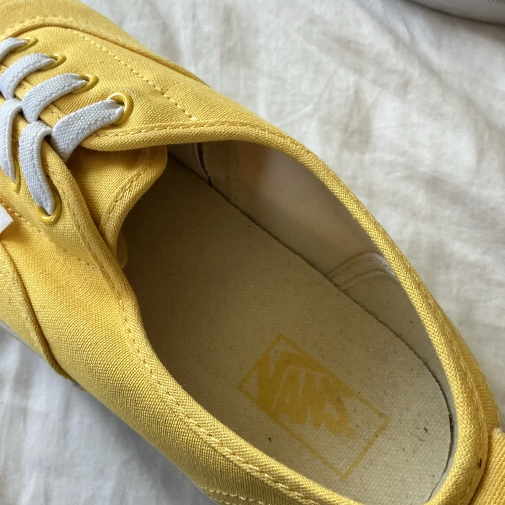 Vans Womens Yellow ComfyCush Slip Ons Faux Laces Size 9 Big Kids Size 7